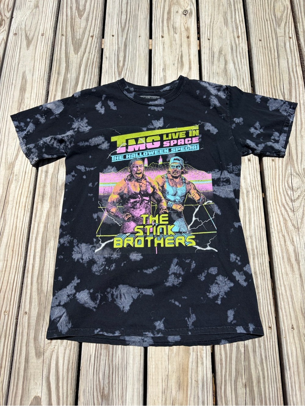 TMG Live In Space Halloween Special Stink Brothers Black Graphic T-shirt WWE M